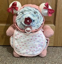 Baby girl Nappy cake hamper (teddy bear design)  