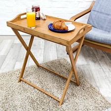 Bamboo Tray Table Side Breakfast Tray Folding Table with Serving Tray