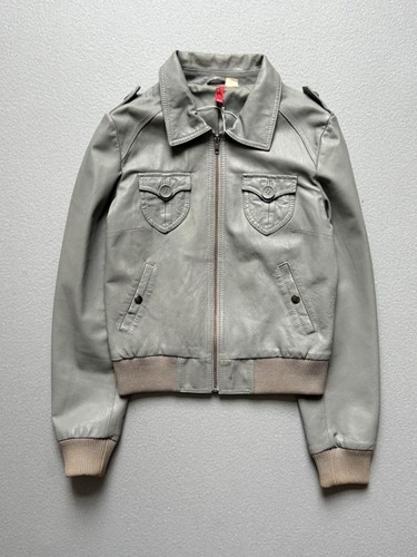 Y2k grey cropped leather - y2k,