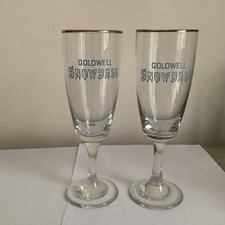 2 Vintage Collectable Goldwell Snowball Stemmed Glasses