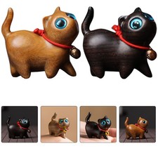 2pcs Wood Cat Figurine