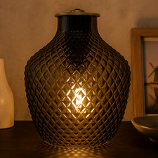 Vase Lamp – Brown | Battery Operated Vintage Diamond Pattern LED Night Light