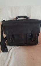 Vintage 60s 70s large real leather briefcase mens work bag doctors Retro Formal