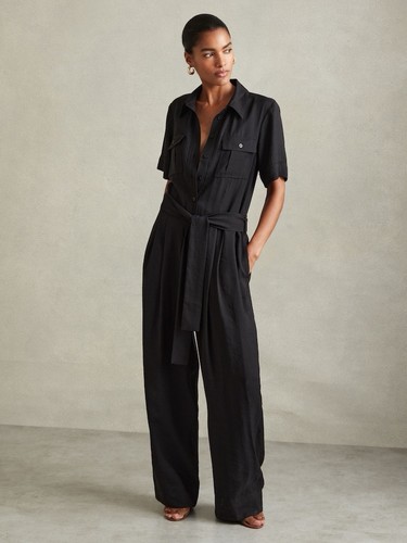 Reiss black joanie belted - reiss,
