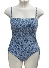 M&S Multiway Swimsuit Turquoise White Patterned Swimming Costume Size 12 20 22