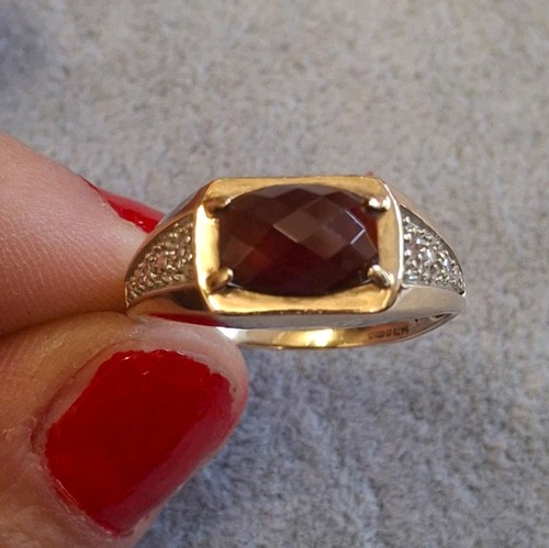 Vintage 9ct garnet - vintage, diamond