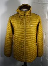 Mens Rab Cirrus Flex Mustard Yellow Hooded Puffer Jacket - Size XL