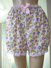 ADULT BABY SISSY TEDDY NURSERY SHORT BLOOMERS  PANTIES FANCYDRESS COSPLAY 30/42"