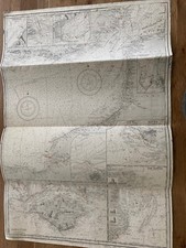 Vintage Chart 1936 Isle of Wight Solent, Calais, Havre, Margate to Dover Channel