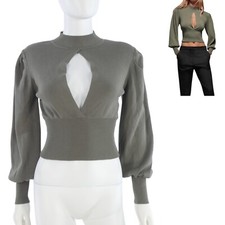 ZARA Blouse Keyhole Knit Khaki