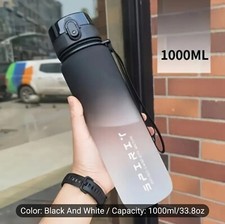 1 Litre Sports Water Bottle Gym Travel Drinking Leakproof Bottle Straw BPA Free