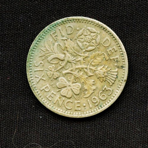 1963 sixpence coin - 1963, queen