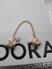 Authentic PANDORA LOGO Rose GOLD Plated/Clear Zirconia SAFETY CHAIN