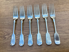 6 ANTIQUE TABLE FORKS FIDDLE