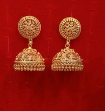 Indian Pakistani Fancy Gold Plated Earrings Jhumki Jhumka Studs 