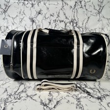 FRED PERRY Black Classic PU Barrel Bag L7220 D57 BNWT Authentic Duffle