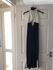 Black Velvet/Silver Metallic Lycra Bootleg Catsuit Plus Scrunchie