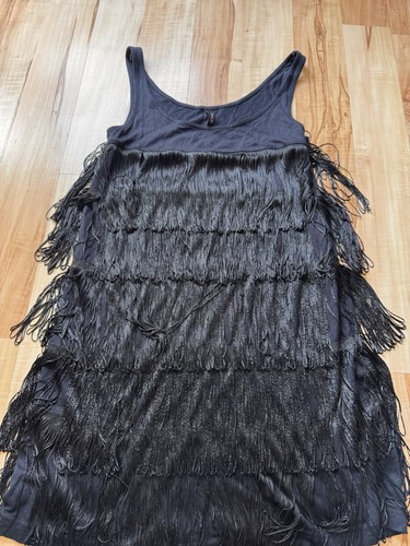 Topshop black tiered fringe - black,