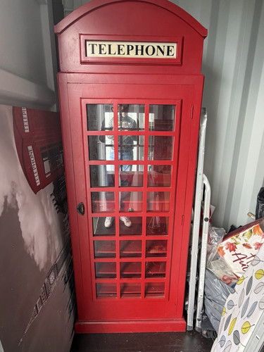 Red telephone box style wooden - telephone,