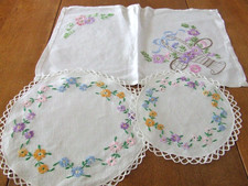 3 Assorted White Linen Hand