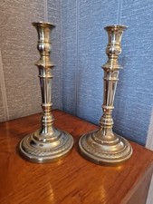 Stunning Pair Of Vintage Brass Candlesticks , 3 Part Manufacture 22" Tall