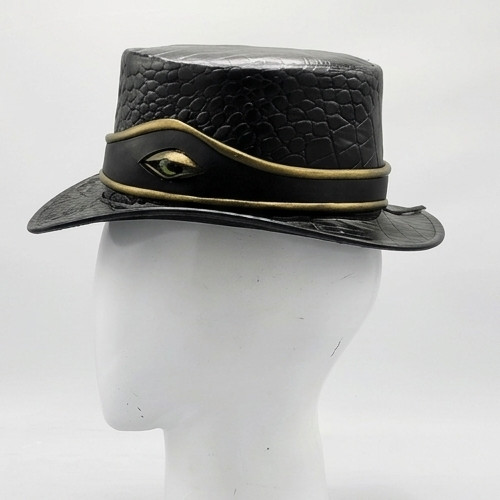 Handmade black croc leather - black,