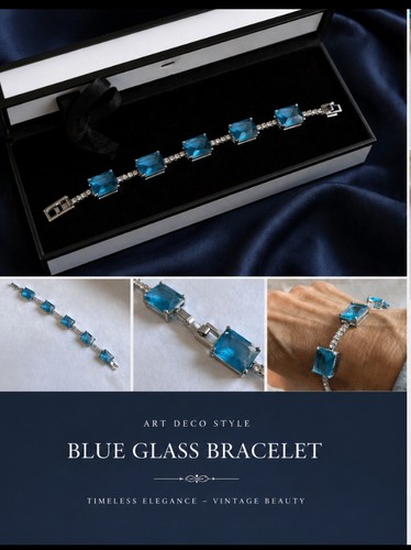 Blue glass crystal bracelet - glass,