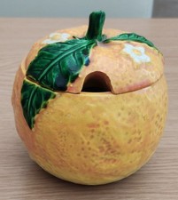 Vintage / retro Maruhon ware orange condiment / preserve pot / jar made in Japan