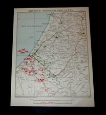 WW1 Map (4) PALESTINE - ADVANCE THROUGH PHILISTIA as of 29-10-1917 British Army