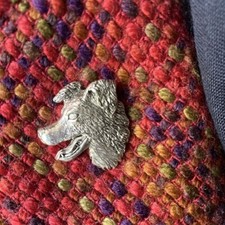 BORDER COLLIE HEAD SILVER PEWTER PIN BADGE BROOCH LAPEL GIFT BOX BIRTHDAY XMAS