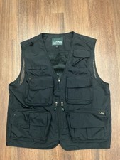 Mens Black Cargo Multi Pocket Utility Vest Fishing Camping Hiking Gilet Size L