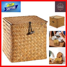 Handwoven seagrass storage box - handwoven,
