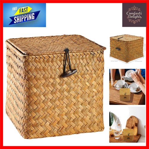 Handwoven seagrass storage box - handwoven,