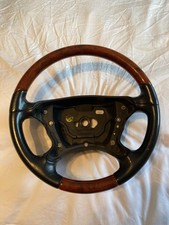 03-06 MERCEDES R230 SL500 SL55 OEM BLACK LEATHER & WALNUT WOOD STEERING WHEEL