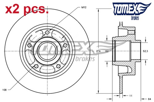 Pcs rear brake disc set - pcs,
