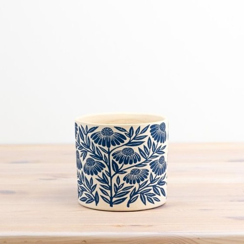 Ceramic plant pot blue - 2,