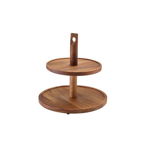 Genware acacia wood two tier - two,