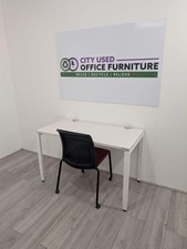 Haworth Height Settable Desk, White Top & Frame, W1200mm w/ Conference Chair,...
