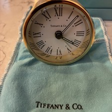 TIFFANY & CO Round Travel Alarm Clock Quartz Brass Germany JUNGHANS