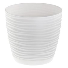 Round Sahara Plastic plant pot cover with tray and drainage holes indoor outdoor