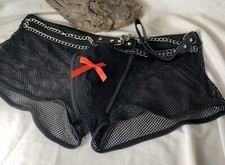 Lover’s XL Male Black Red Bow Panties With Posing Pouch & Chain Leash