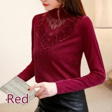 Women Lady Lace Shirt Top Mesh