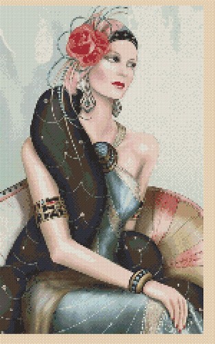 Art deco lady cross stitch - cross,