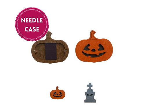 Halloween wooden needle case - wooden,