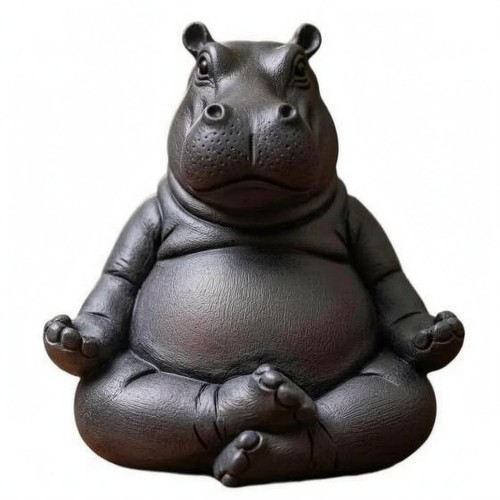 Resin meditation hippo - resin,