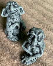 2 x concrete gargoyle statues