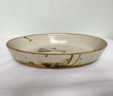 La Colombe Pottery Vtg Glazed Stoneware Oven Dish 34x23.5cm Abstract Art France