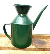 QUAINT PAINTED STAINLESS STEEL OILER CAN.