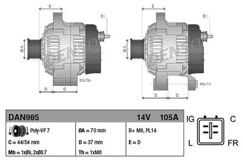 Denso alternator dan985 - denso,