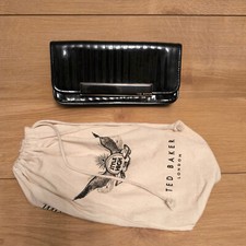 Ted Baker Black Patent Ribbed Clutch Bag